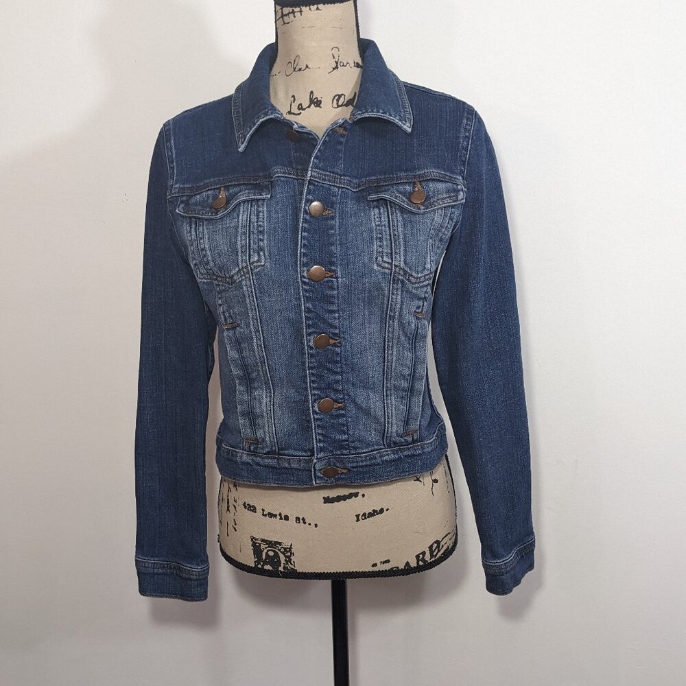 Eileen Fisher Denim Jean Jacket Soft Organic Cotton Stretch Trucker USA Small
